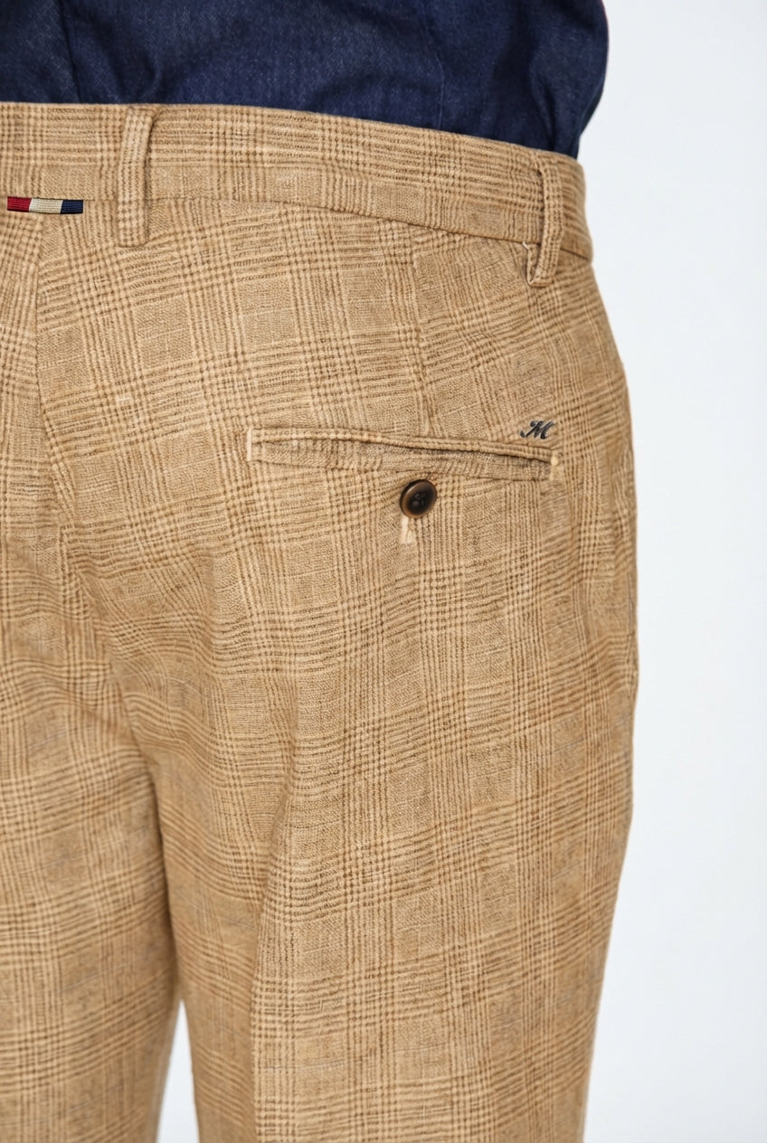 Torino pantalon chino homme imprimé Prince de Galles avec fil foncé slim fit