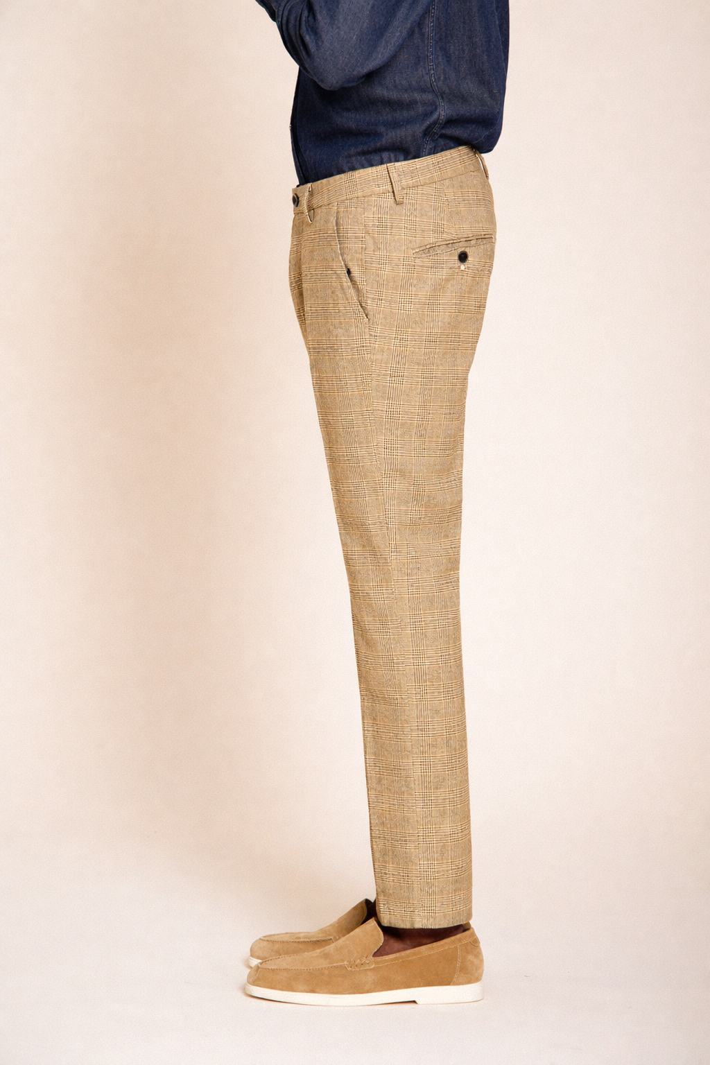 Torino pantalone chino uomo stampa galles con filato moro slim fit