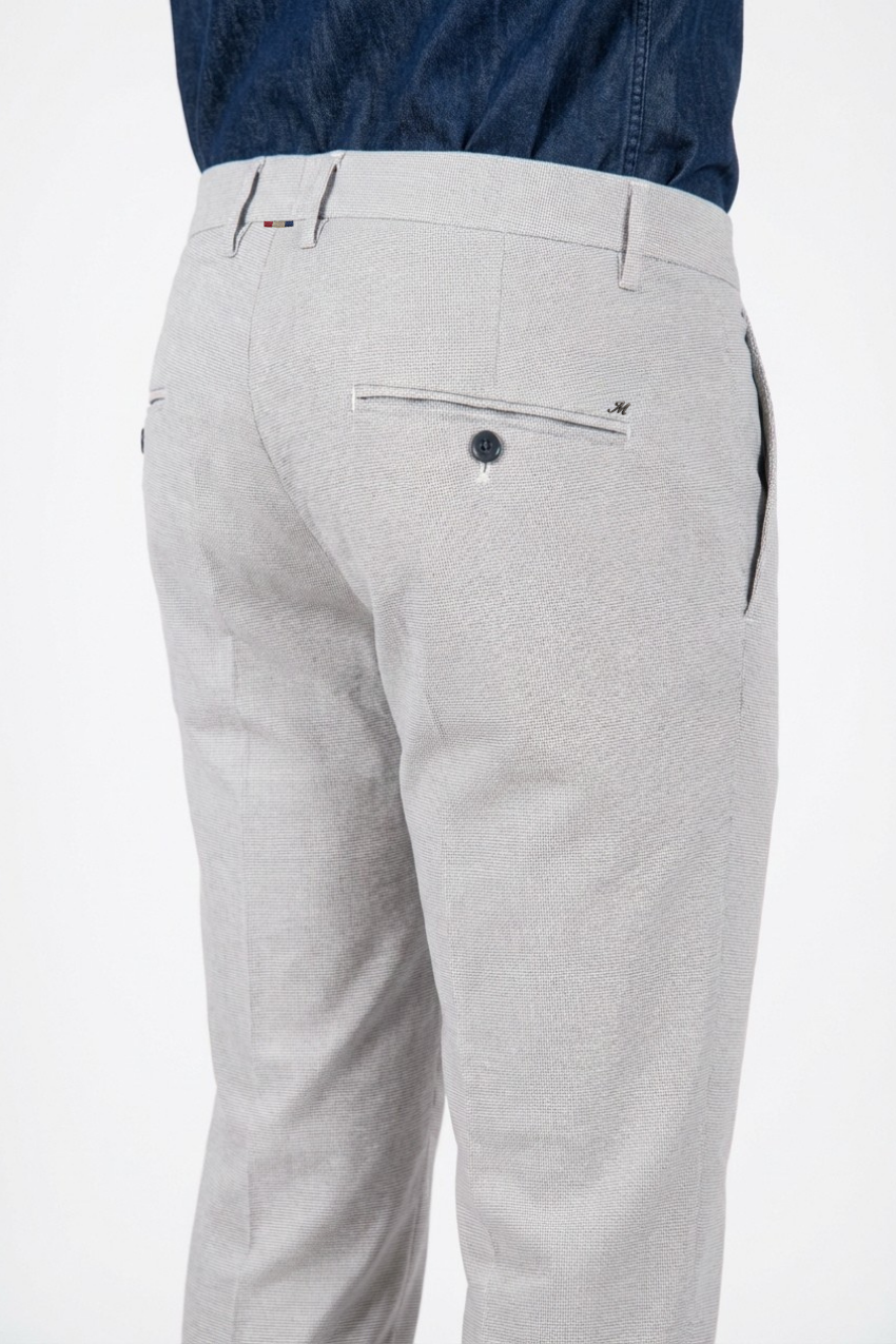 Torino pantalon chino homme en micro-motif pied-de-poule teint en fil bleu slim fit