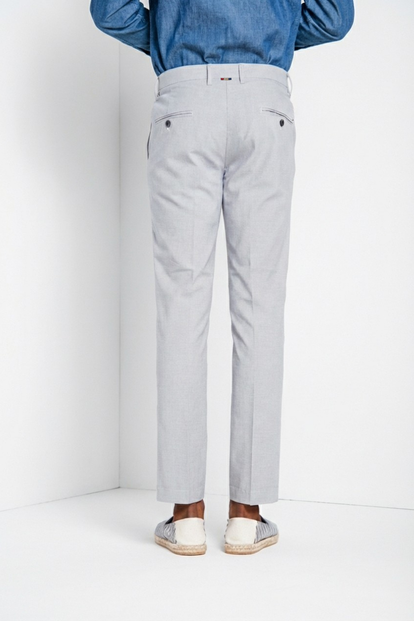 Torino pantalon chino homme en micro-motif pied-de-poule teint en fil bleu slim fit