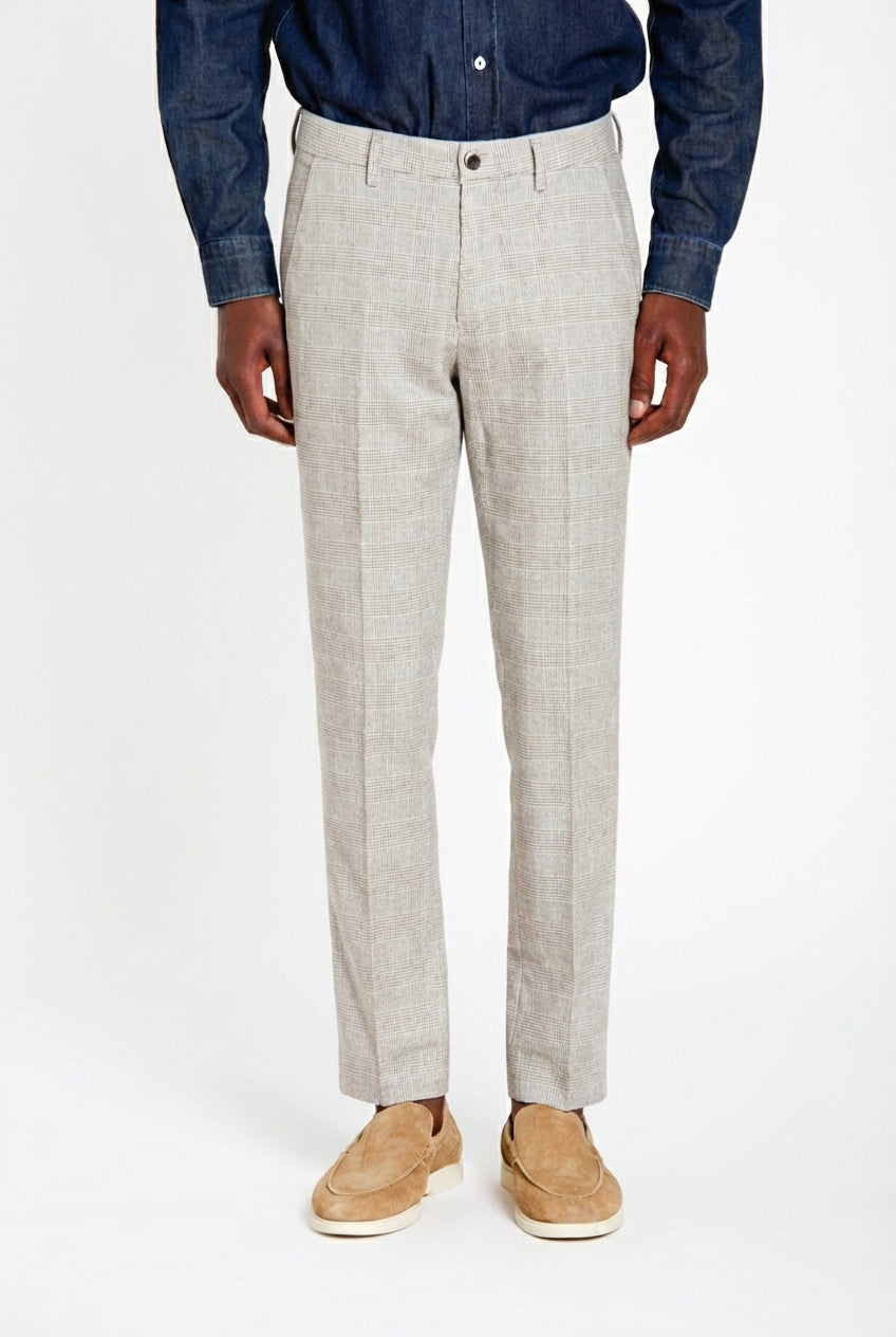 Torino pantalon chino homme imprimé Prince de Galles avec fil foncé slim fit