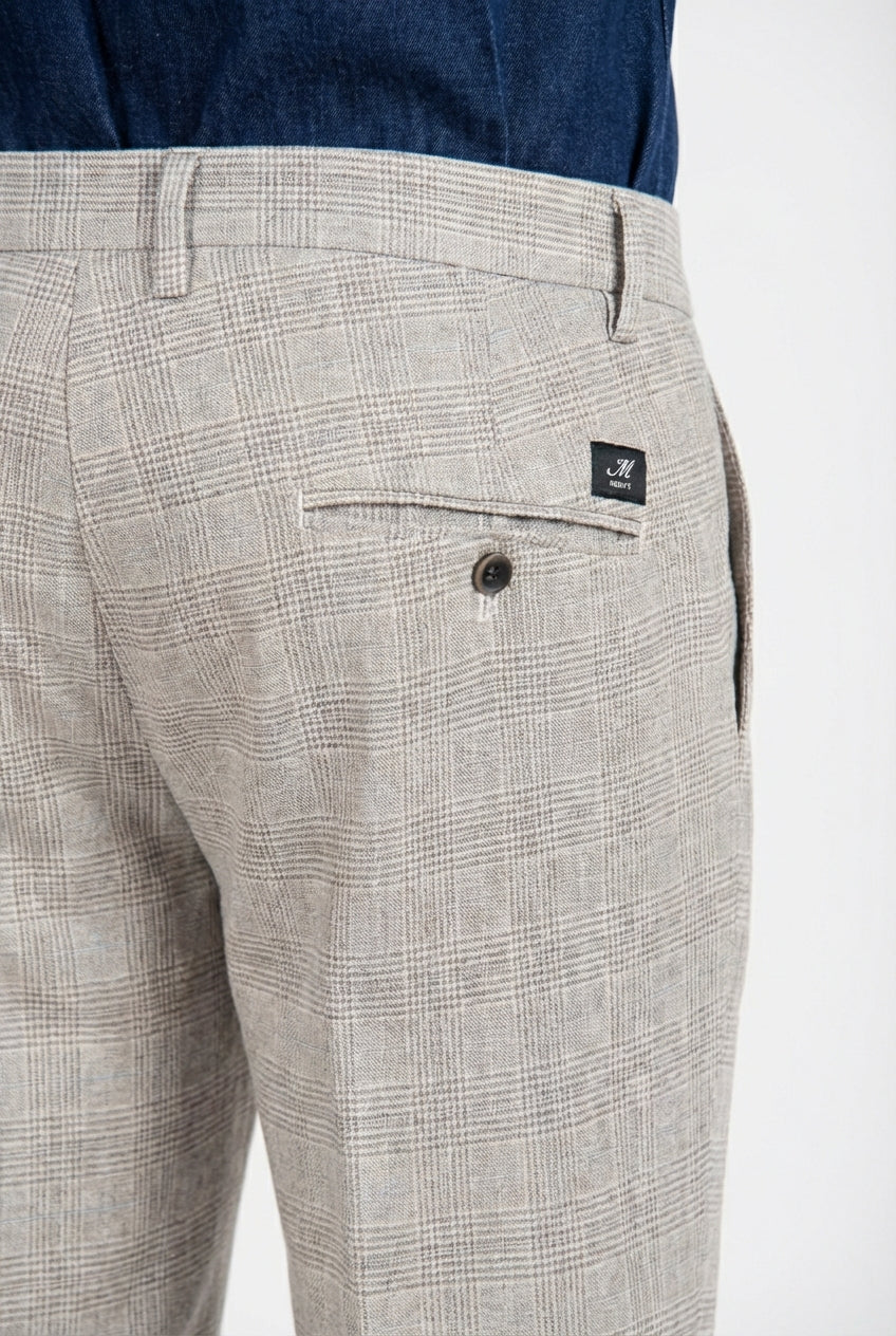 Torino pantalon chino homme imprimé Prince de Galles avec fil foncé slim fit