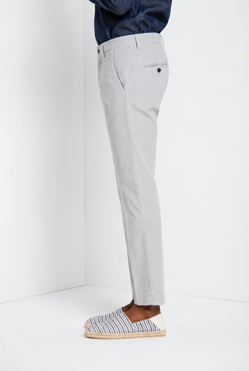 Torino pantalon chino homme en micro-motif pied-de-poule teint en fil bleu slim fit