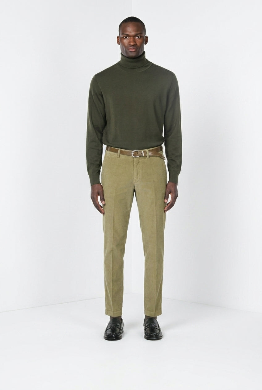 Torino men’s chino trousers in 1000-wale corduroy, slim fit ①