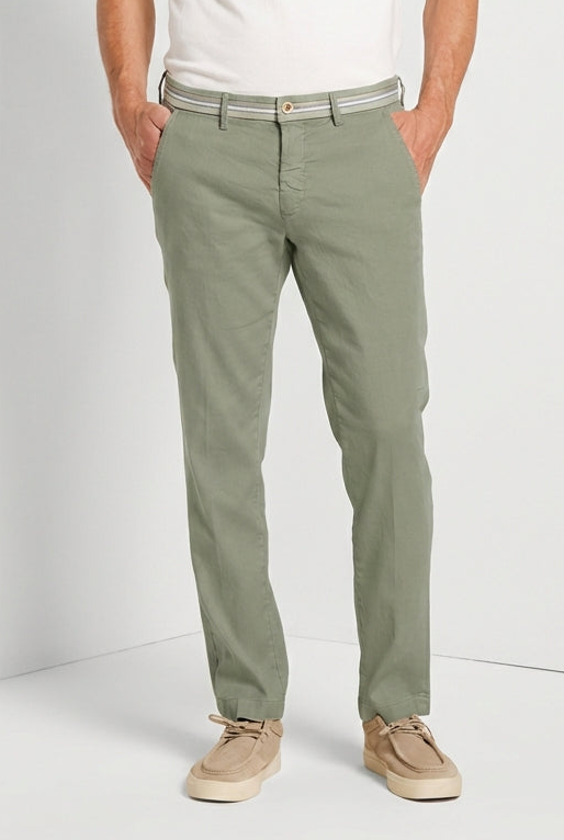 Torino Oxford pantalon chino homme en twill de lin et coton slim fit