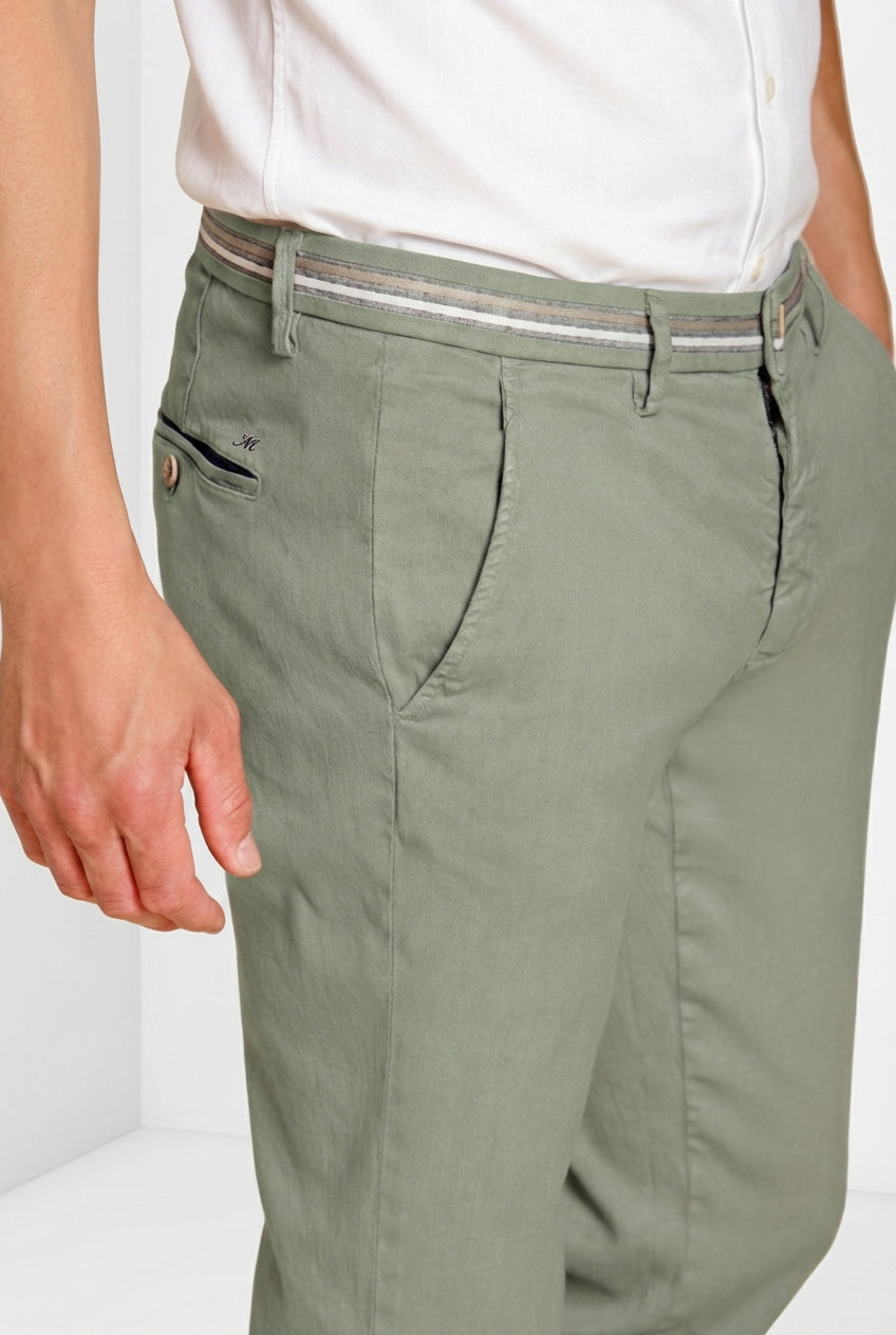 Torino Oxford pantalone chino uomo in twill di lino e cotone slim fit