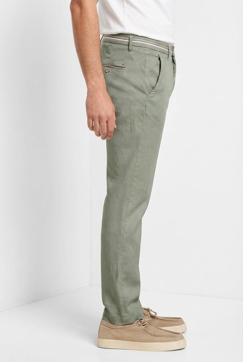 Torino Oxford pantalone chino uomo in twill di lino e cotone slim fit