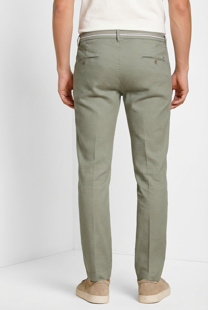 Torino Oxford pantalone chino uomo in twill di lino e cotone slim fit