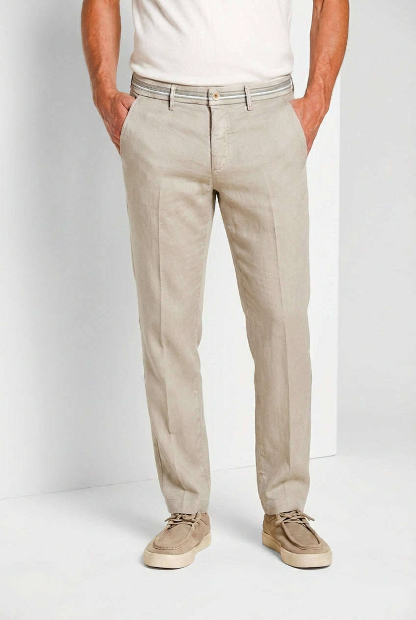 Torino Oxford pantalon chino homme en twill de lin et coton slim fit