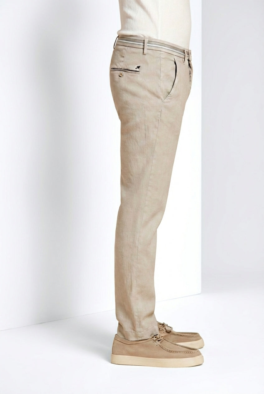 Torino Oxford pantalon chino homme en twill de lin et coton slim fit