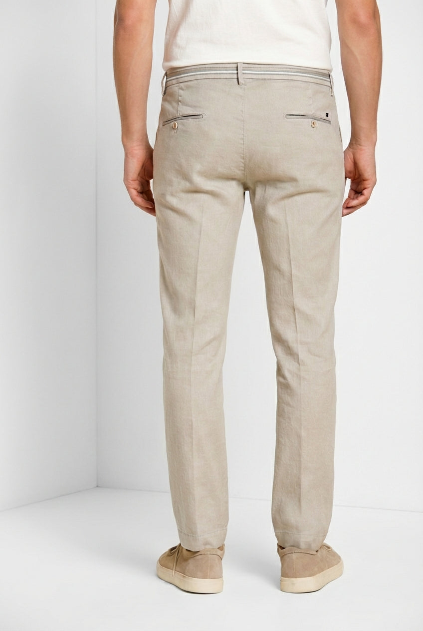 Torino Oxford pantalon chino homme en twill de lin et coton slim fit