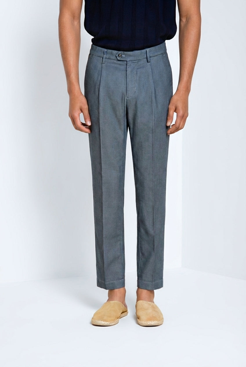 Torino 1 Pinces Flex pantalone chino uomo in occhio di pernice di cotone Prestige slim fit
