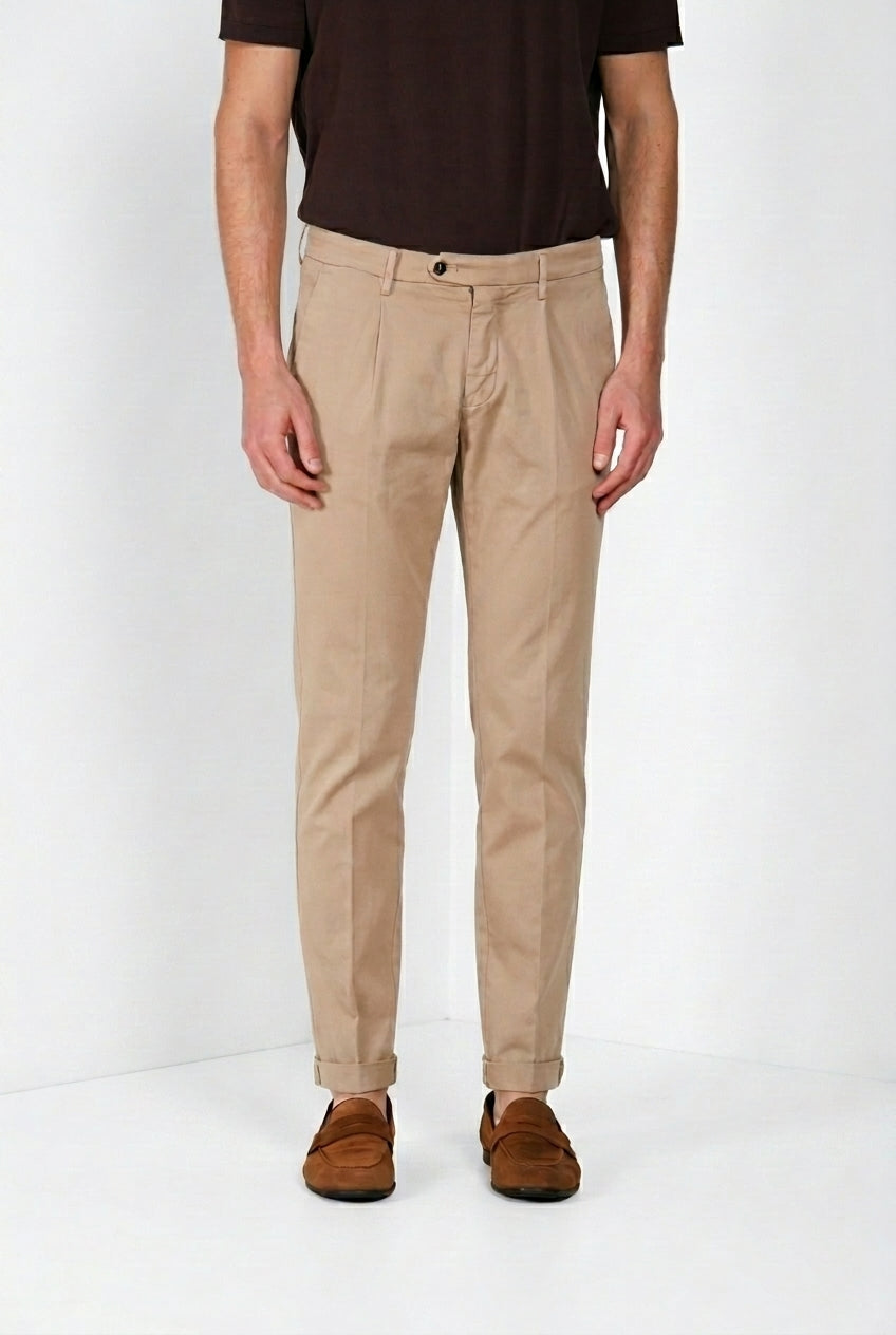Torino 1 Pinces Flex pantalone chino uomo in gabardina super stretch slim fit