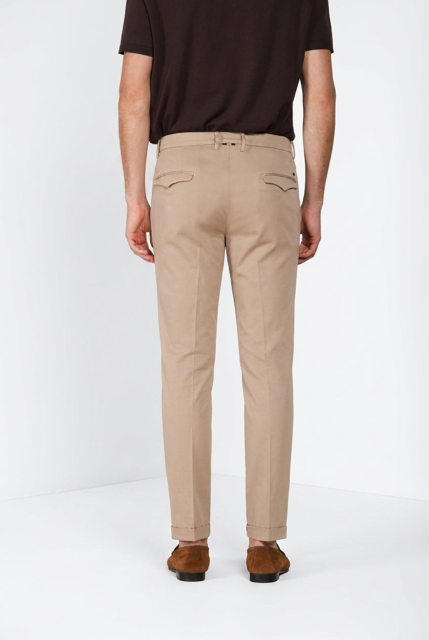 Torino 1 Pinces Flex pantalone chino uomo in gabardina super stretch slim fit