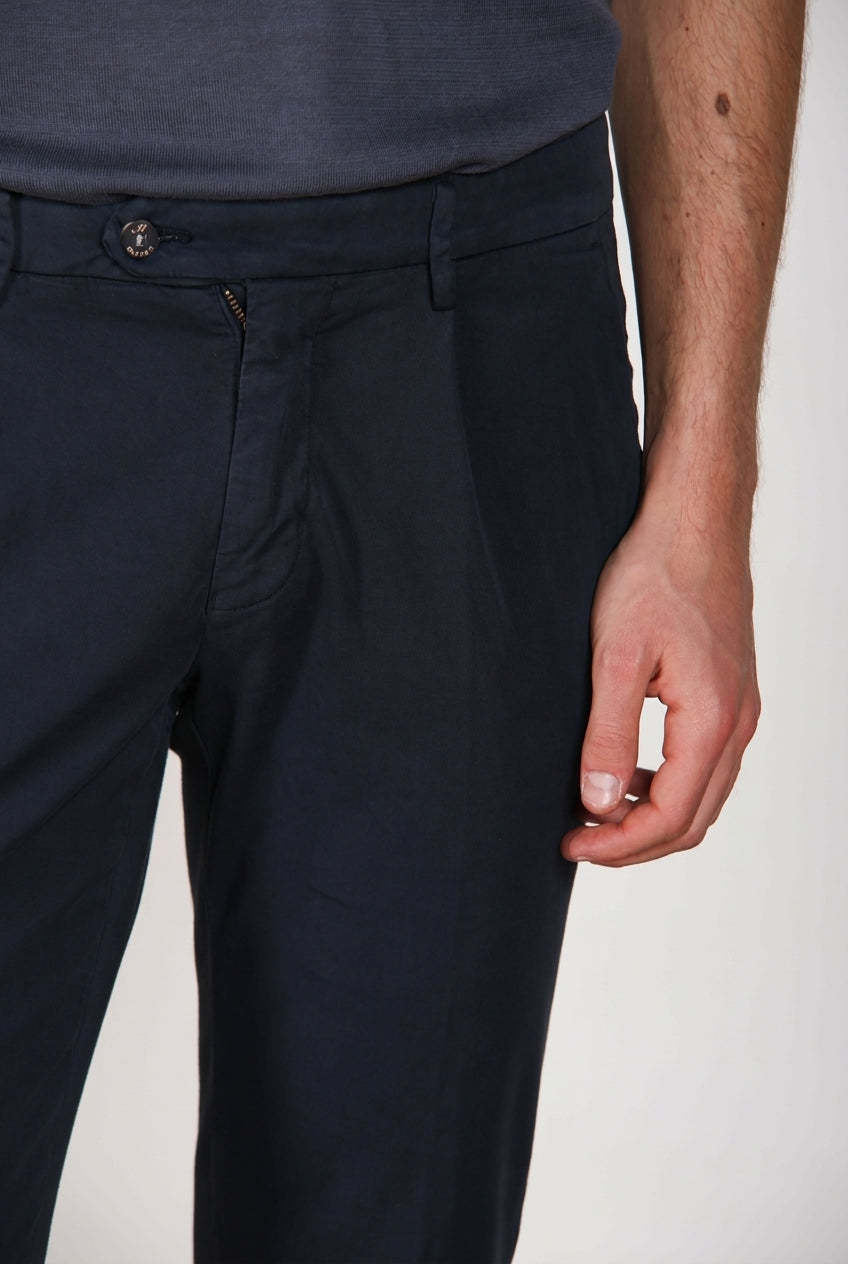 Torino 1 Pinces Flex pantalone chino uomo in gabardina super stretch slim fit