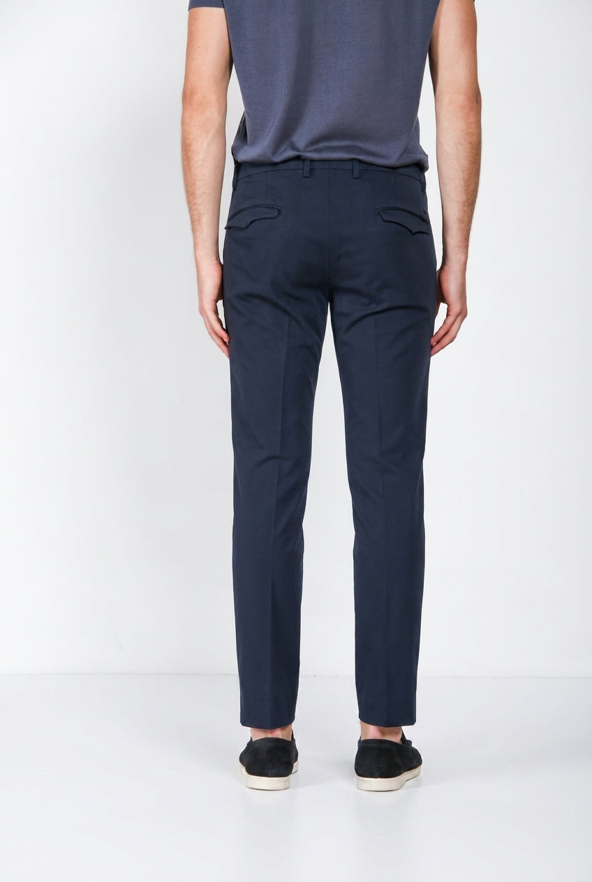 Torino 1 Pinces Flex pantalone chino uomo in gabardina super stretch slim fit