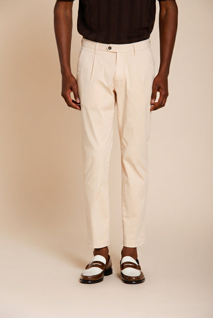 Torino 1 Pinces Flex pantalone chino uomo in gabardina super stretch slim fit
