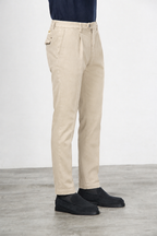 Torino 1 Pinces Flex pantalone chino uomo in twill di cotone e cashmere slim fit