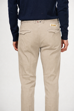 Torino 1 Pinces Flex pantalone chino uomo in twill di cotone e cashmere slim fit