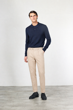 Torino 1 Pinces Flex pantalone chino uomo in twill di cotone e cashmere slim fit