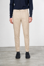 Torino 1 Pinces Flex pantalone chino uomo in twill di cotone e cashmere slim fit