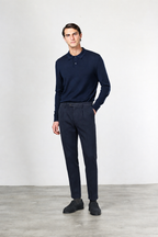 Torino 1 Pinces Flex pantalone chino uomo in twill di cotone e cashmere slim fit