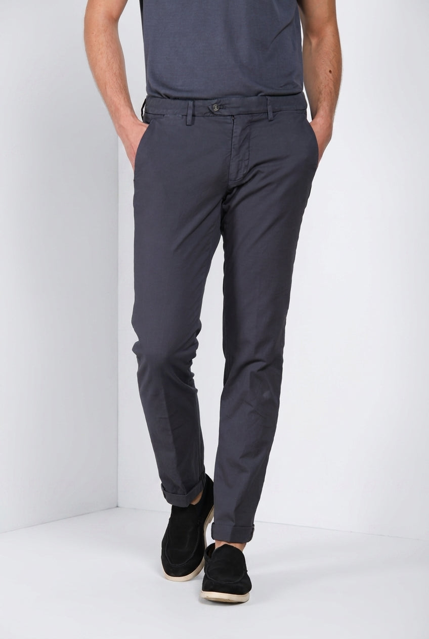 Torino City Icon Flex pantalone chino uomo in cavallery di cotone e lino stretch slim fit