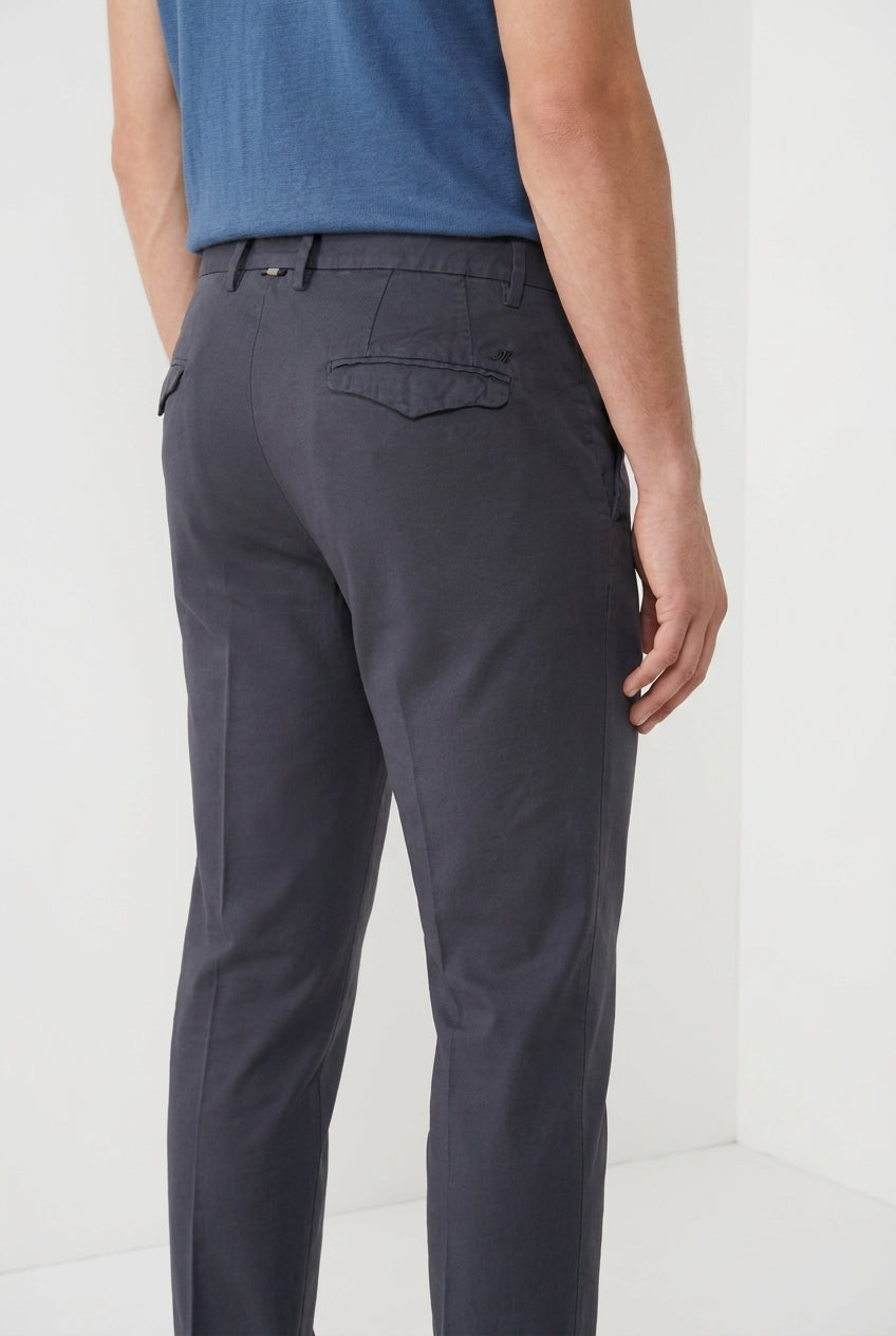 Torino City Icon Flex pantalone chino uomo in cavallery di cotone e lino stretch slim fit