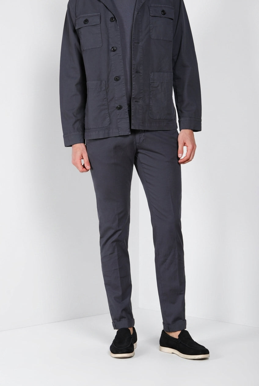 Torino City Icon Flex pantalone chino uomo in cavallery di cotone e lino stretch slim fit