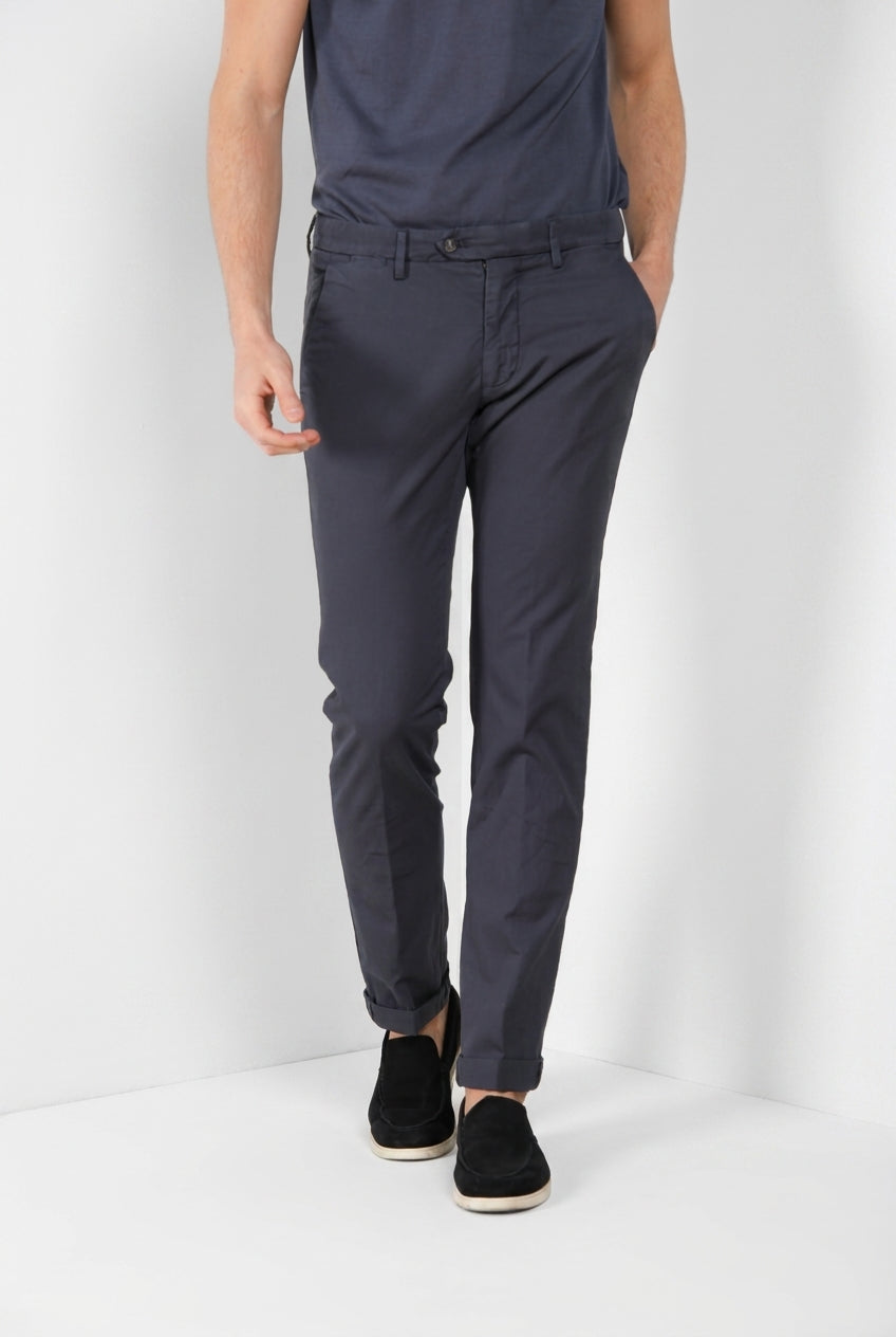 Torino City Icon Flex pantalón chino hombre en cavallery de algodón y lino stretch slim fit