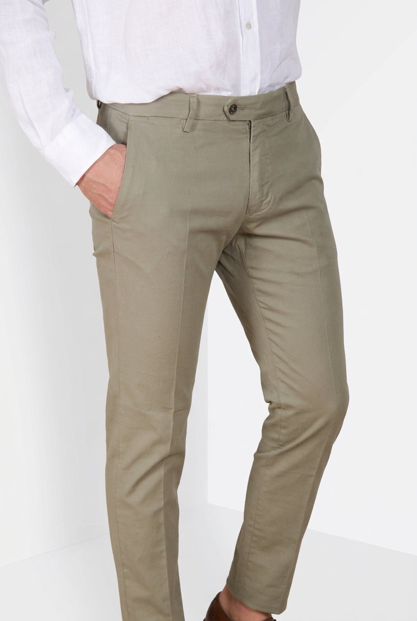Torino City Icon Flex pantalone chino uomo in cavallery di cotone e lino stretch slim fit
