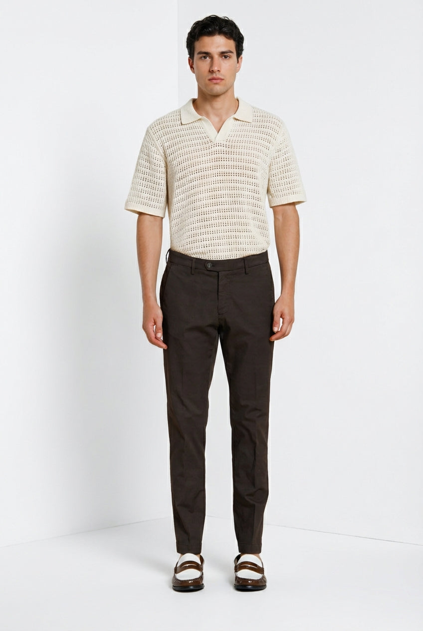 Torino City Icon Flex pantalone chino uomo in cavallery di cotone e lino stretch slim fit