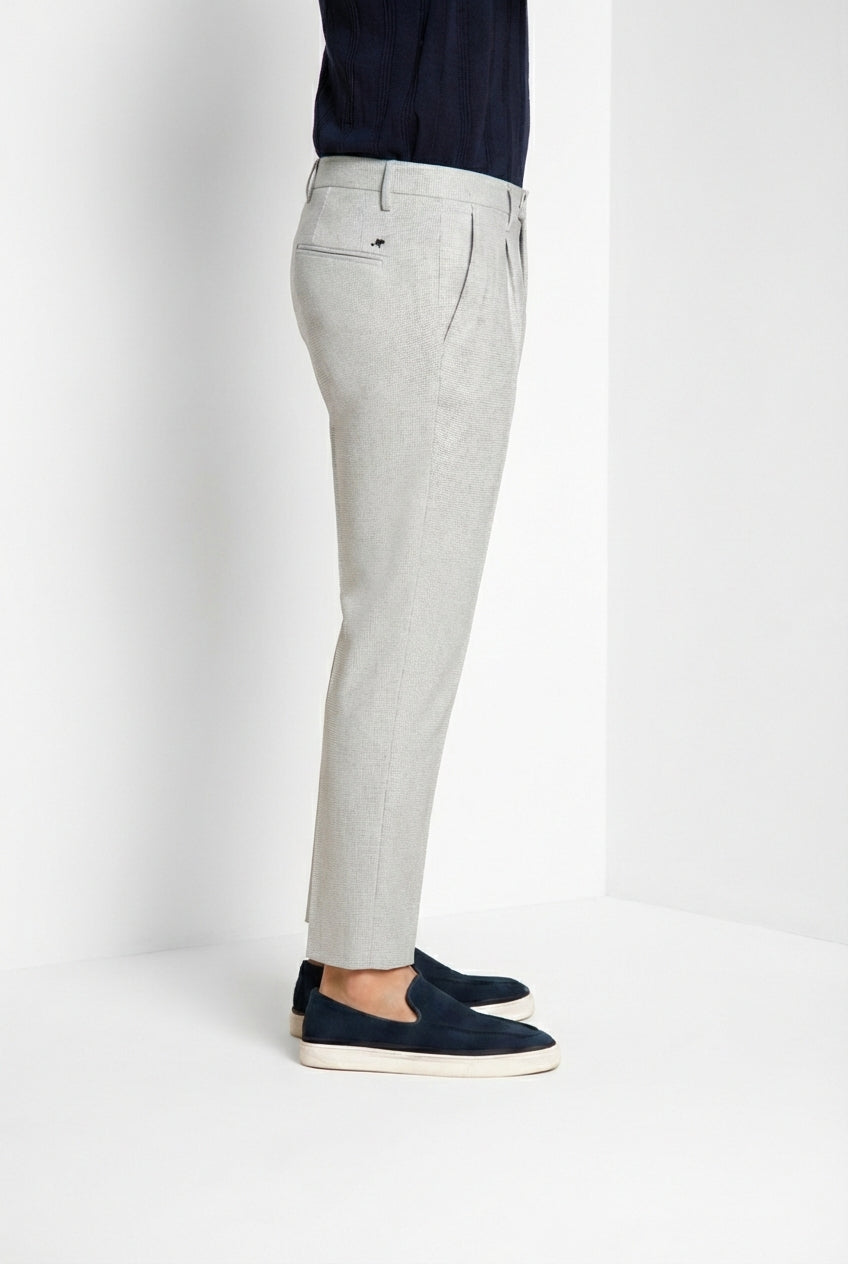 Torino City 1 Pinces pantalone chino uomo in microfantasia pied de poule tinto filo slim fit