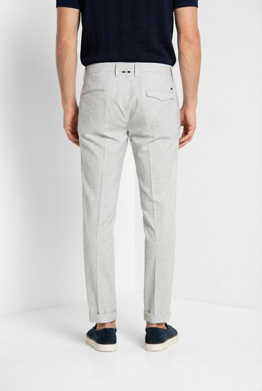 Torino City 1 Pinces pantalone chino uomo in microfantasia pied de poule tinto filo slim fit