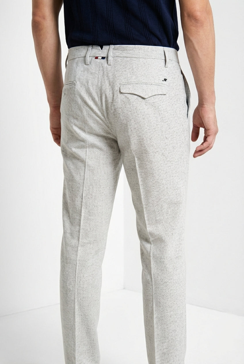 Torino City 1 Pinces pantalone chino uomo in microfantasia pied de poule tinto filo slim fit