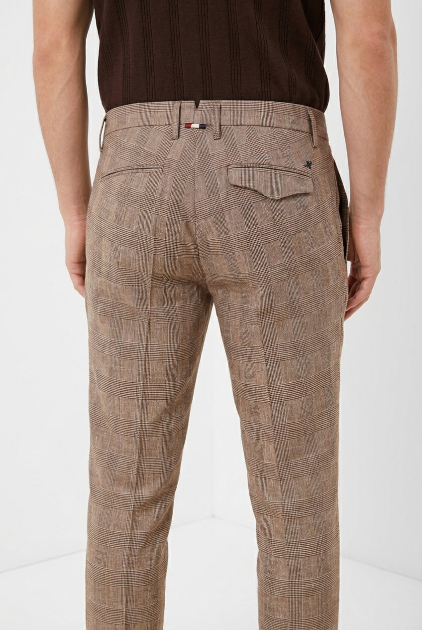 Torino City pantalon chino homme imprimé Prince de Galles slim fit