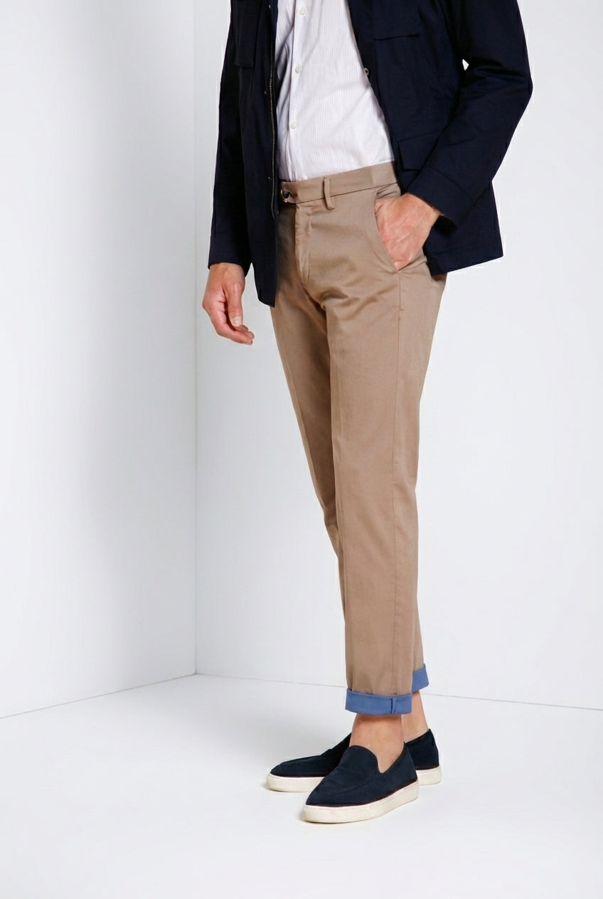 Torino City Travel pantalon chino homme en satin technique stretch slim fit