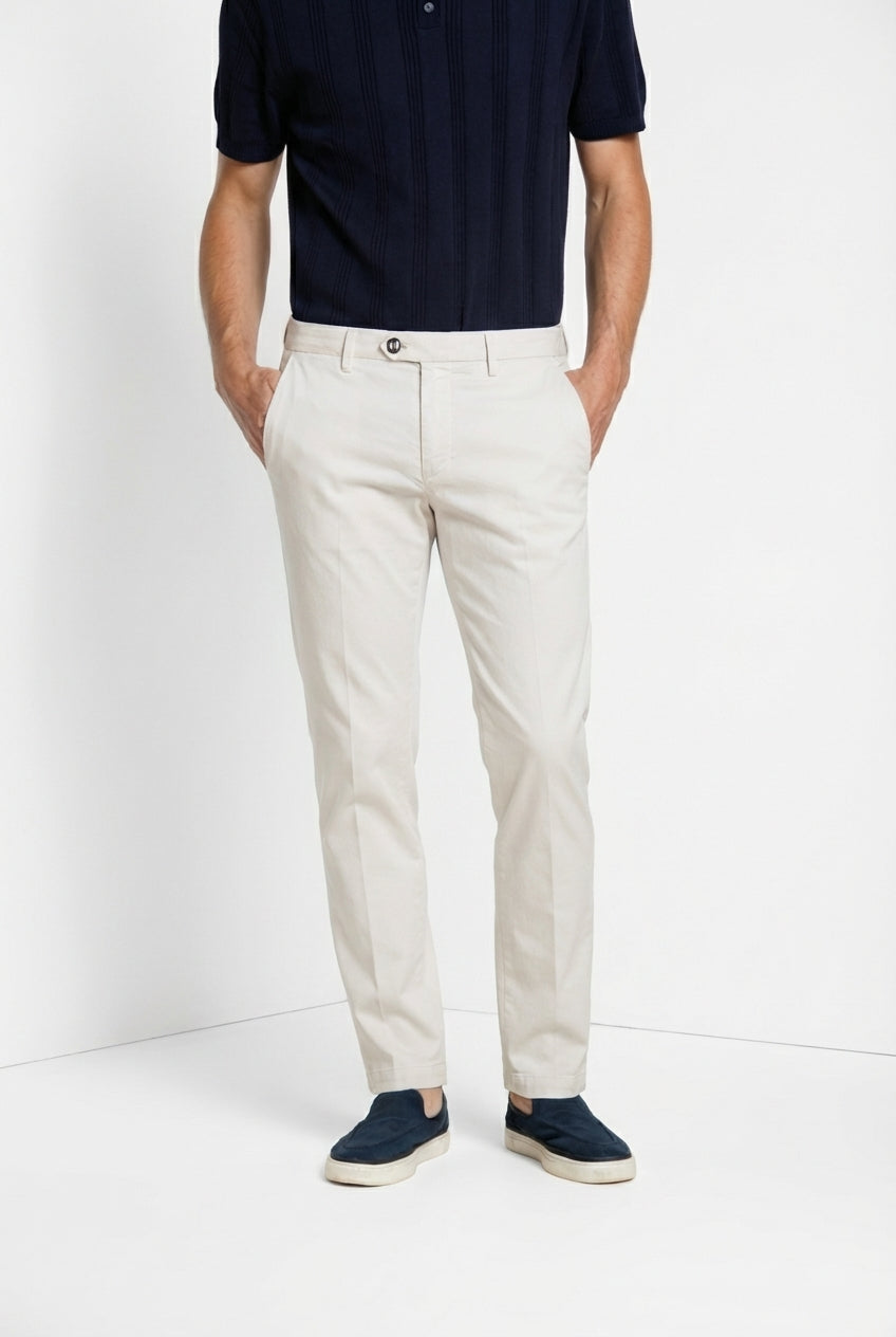 Torino City pantalone chino uomo in raso di cotone e seta slim fit