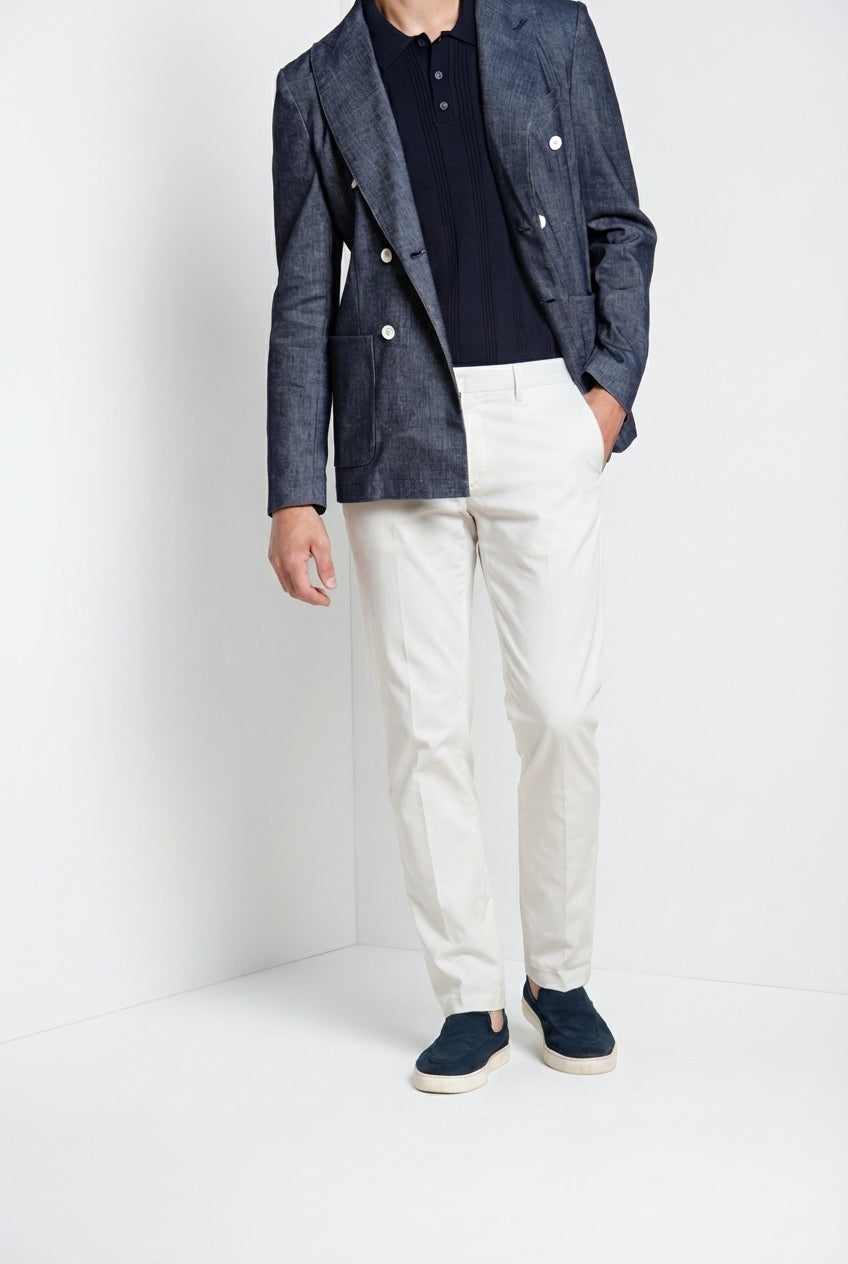 Torino City pantalone chino uomo in raso di cotone e seta slim fit