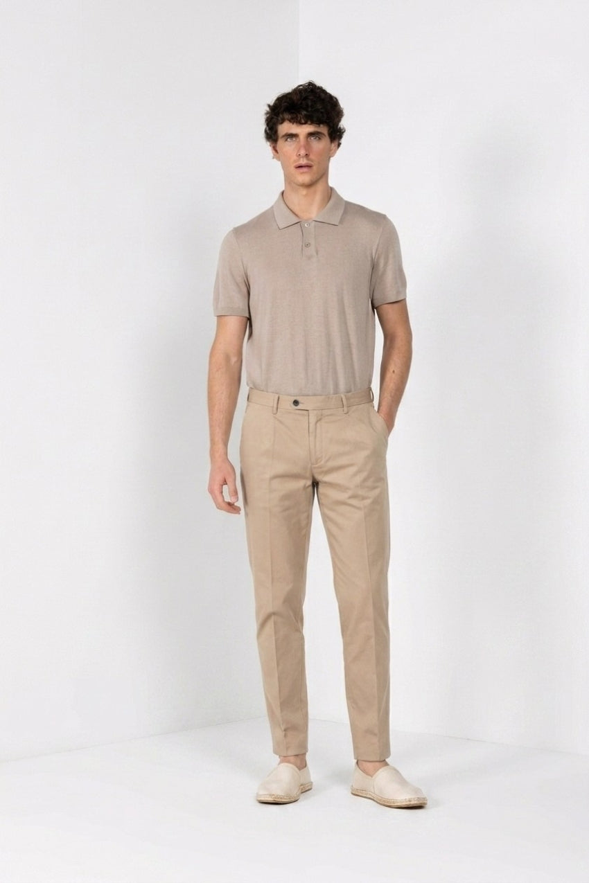 Torino City pantalone chino uomo in raso di cotone e seta slim fit
