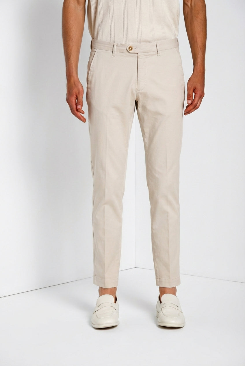 Torino City pantalon chino homme en tricot fin de coton et lyocell slim fit