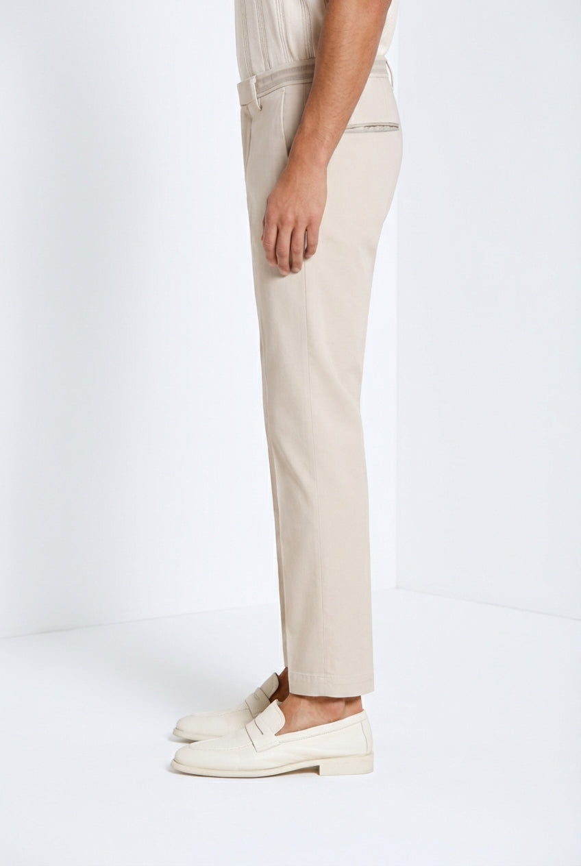 Torino City pantalon chino homme en tricot fin de coton et lyocell slim fit