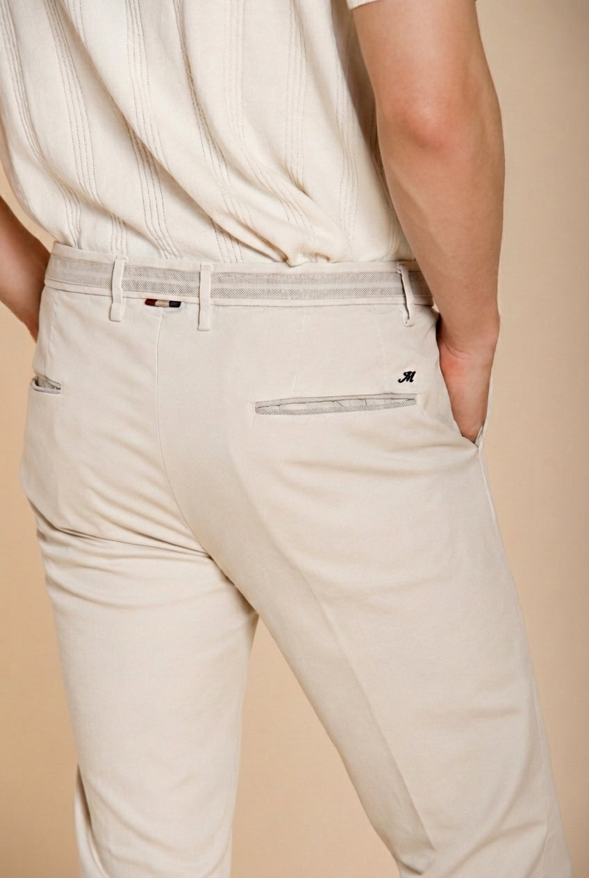 Torino City pantalone chino uomo in tricotina fine di cotone e lyocell slim fit