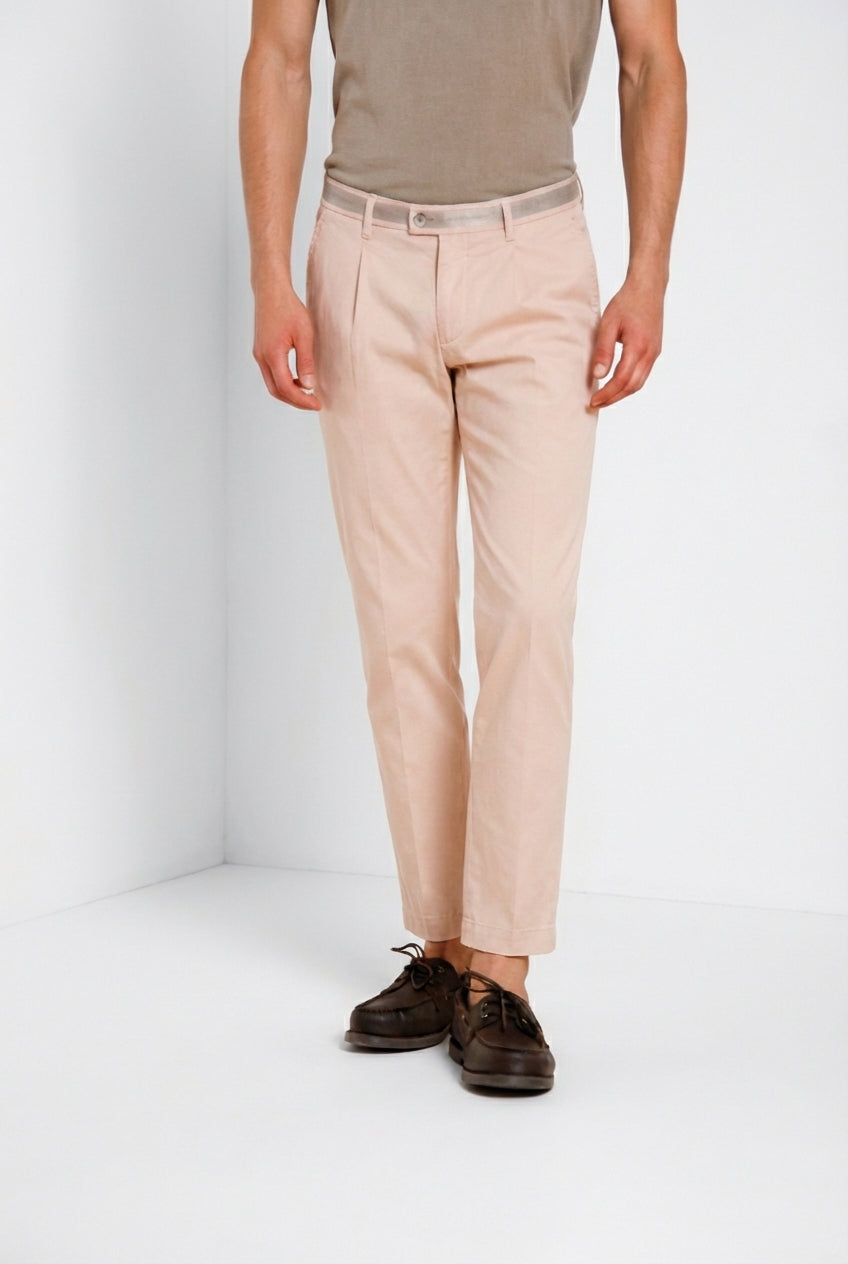 Torino 1 Pinces pantalone chino uomo in gabardina stretch slim fit