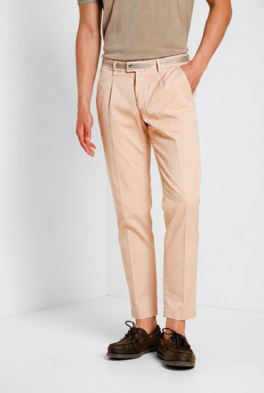 Torino 1 Pinces pantalon chino homme en gabardine stretch slim fit