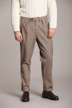 Foto 1 Boston 2 Pinces pantalone chino uomo in resca tinto filo cashmere relaxed fit