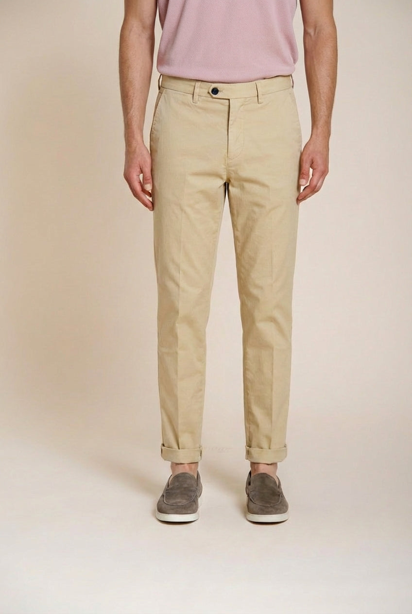 Boston pantalone chino uomo in twill leggero stretch relaxed fit