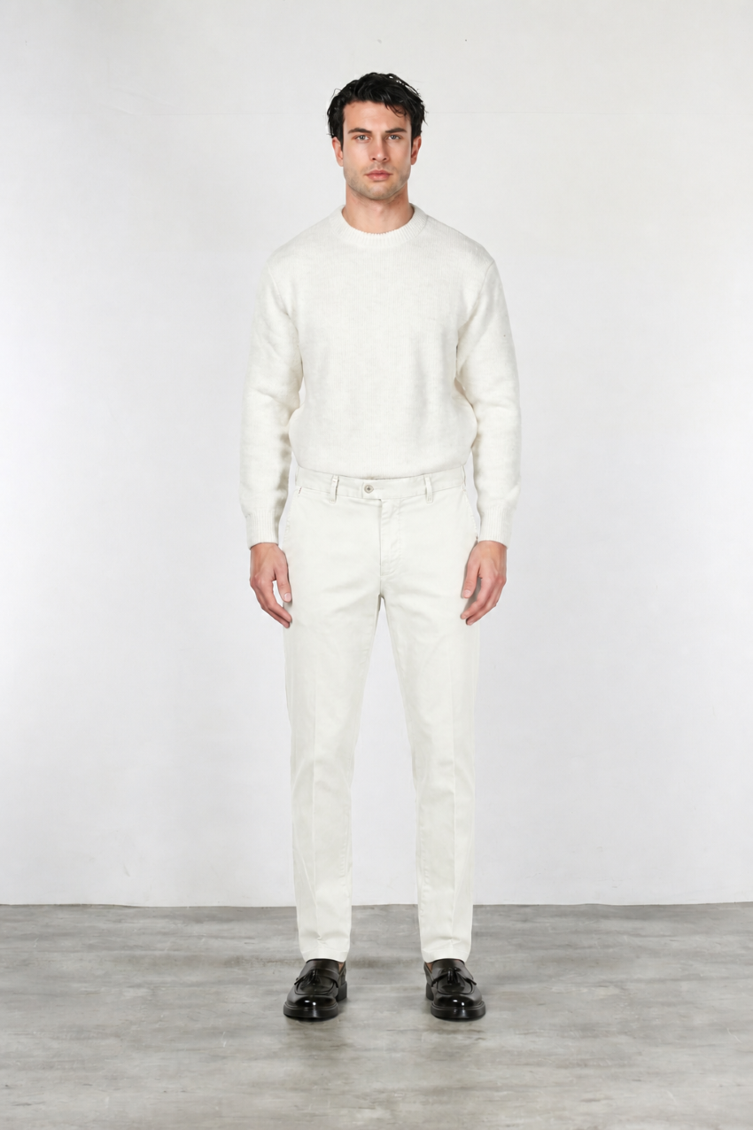 Paris pantalon chino homme en tricotine de coton tapered fit