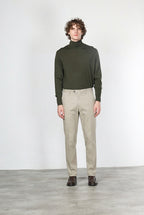 Paris pantalone chino uomo in gabardina cotone e lana carrot fit