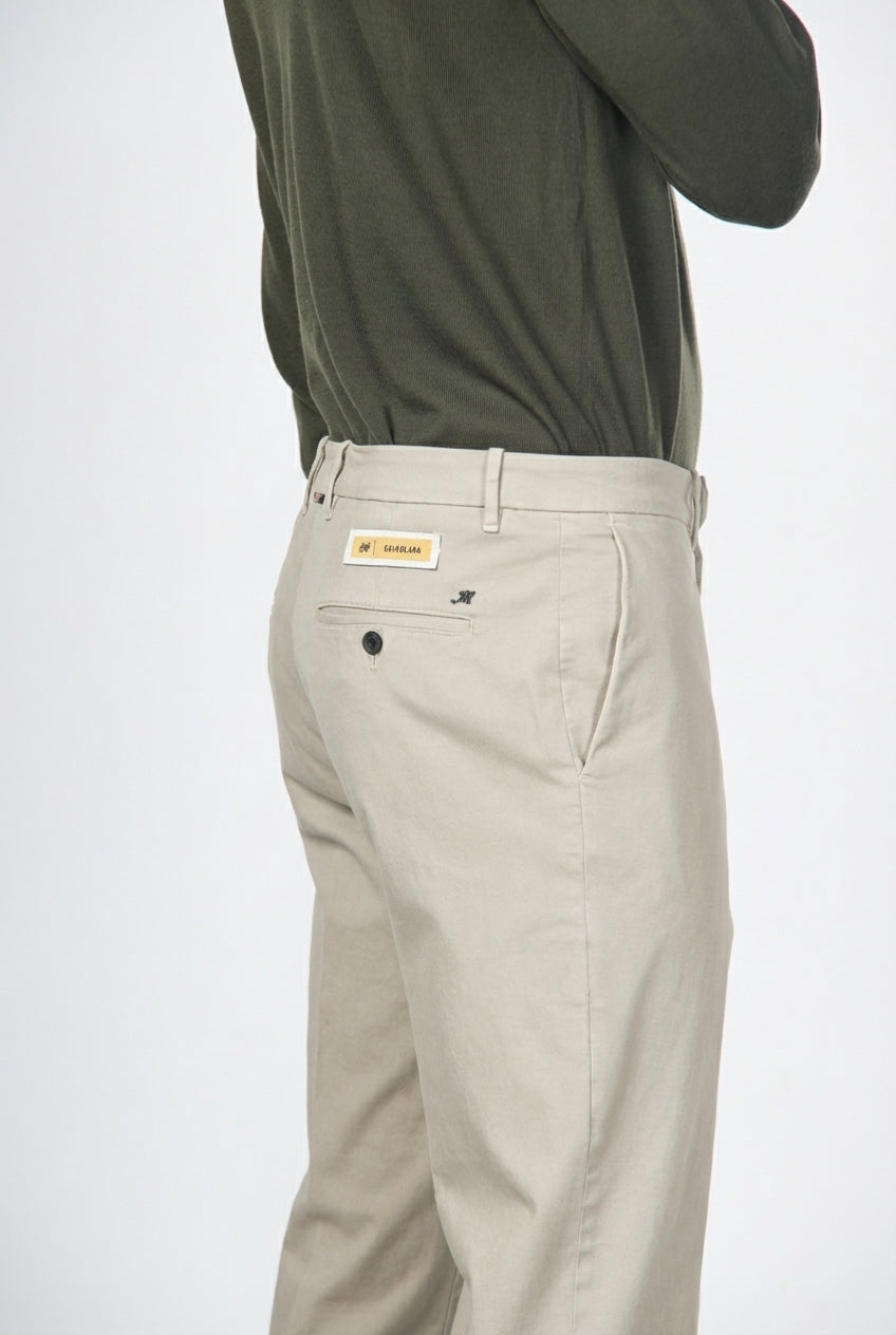 Paris pantalone chino uomo in gabardina cotone e lana carrot fit